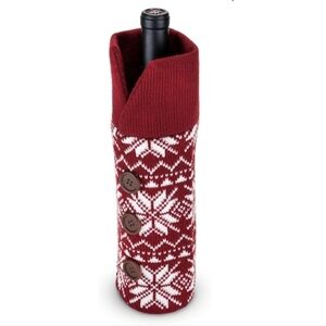 Twine Red and White Knit Wine Bottle Cover Sweater